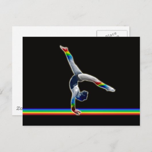 Gymnast auf einer Regenbogenbrücke Postkarte (Vorne/Hinten)