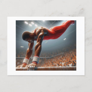 Gymnast auf parallelen Bars, Postkarte