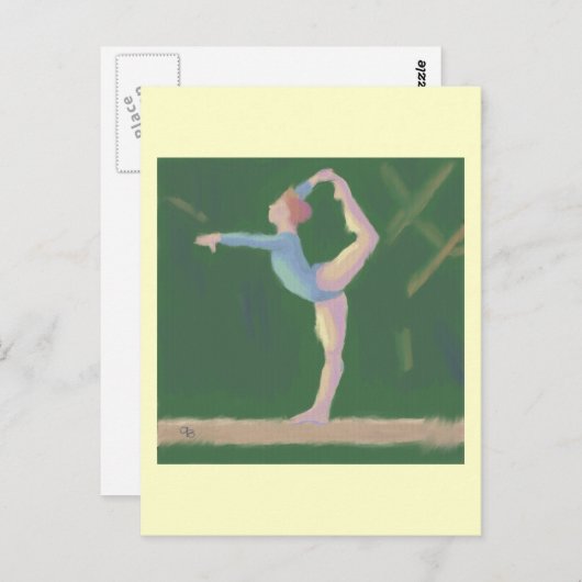 Gymnast auf Schwebebalken, Postkarte (Vorne/Hinten)