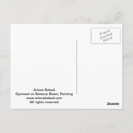 Gymnast auf Schwebebalken, Postkarte (Rückseite)