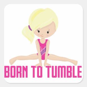 Gymnast - Blonde-Platz-Aufkleber Quadratischer Aufkleber