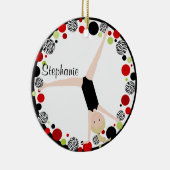 Gymnast-Blondine in rotem, schwarzem u. grünem Keramik Ornament (Rechts)