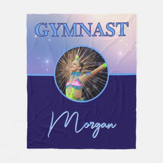 Gymnast Deep Royal Custom Foto und Name Fleecedecke (Vorderseite)
