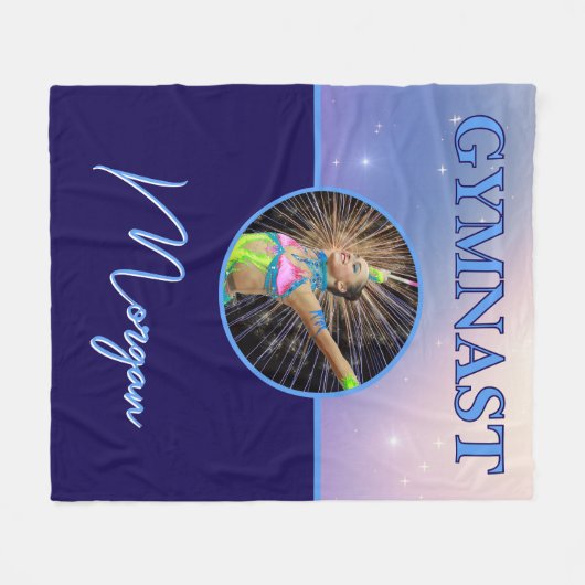 Gymnast Deep Royal Custom Foto und Name Fleecedecke (Vorderseite (Horizontal))