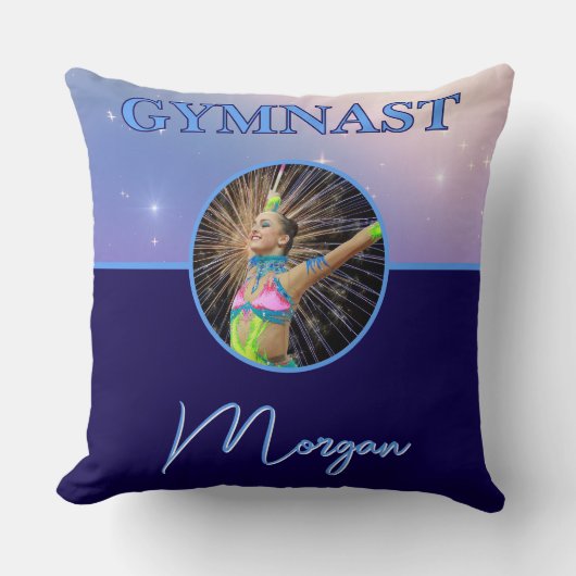 Gymnast Deep Royal Custom Foto und Name Kissen (Vorderseite)