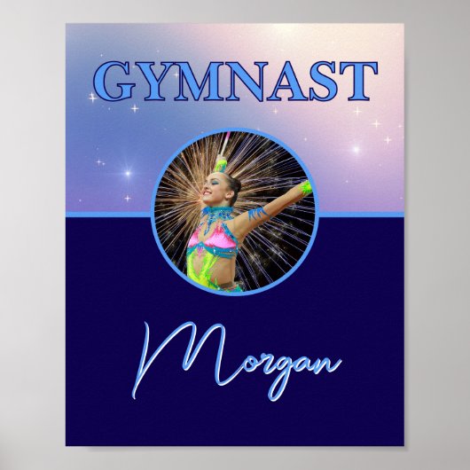 Gymnast Deep Royal Custom Foto und Name Poster (Vorne)