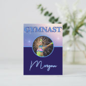Gymnast Deep Royal Custom Foto und Name Postkarte (Stehend Vorderseite)