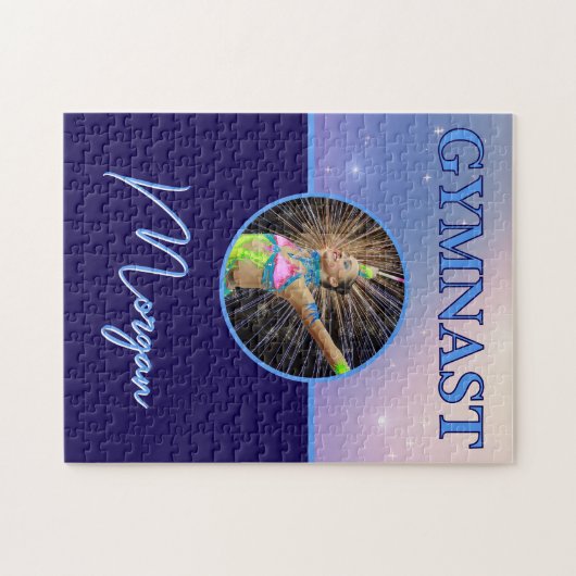Gymnast Deep Royal Custom Foto und Name Puzzle (Horizontal)