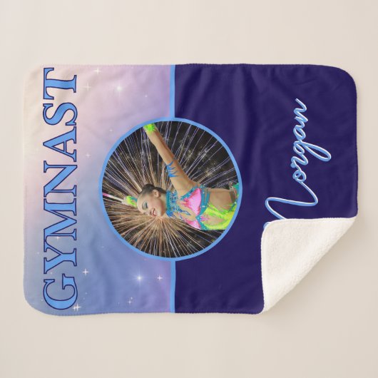 Gymnast Deep Royal Custom Foto und Name Sherpadecke (Vorderseite (Horizontal))
