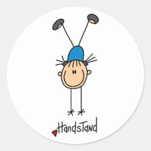 Gymnast, der Handstand tut Runder Aufkleber