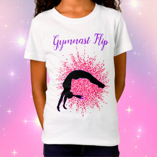 "Gymnast Dreh" Girls Gymnastik Rosa & Lila T-Shirt