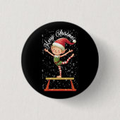 Gymnast Elf auf Balance Beam Xmas Gymnastik Christ Button (Vorderseite)
