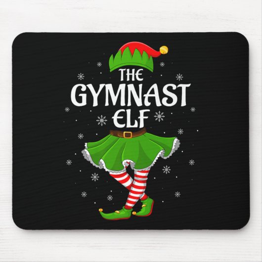 Gymnast Elf Christmas Family Girls Women Elf Squad Mousepad (Vorne)