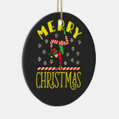 Gymnast Elf über Beam Gymnastics Weihnachts-T - Sh Keramik Ornament (Rechts)