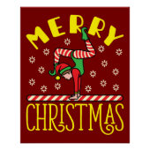 Gymnast Elf über Beam Gymnastik Weihnachten Poster (Vorderseite)