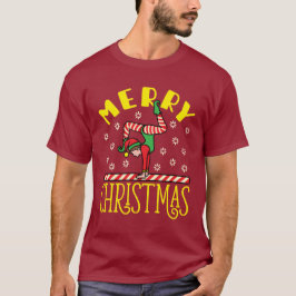 Gymnast Elf über Beam Gymnastik Weihnachten T-Shirt