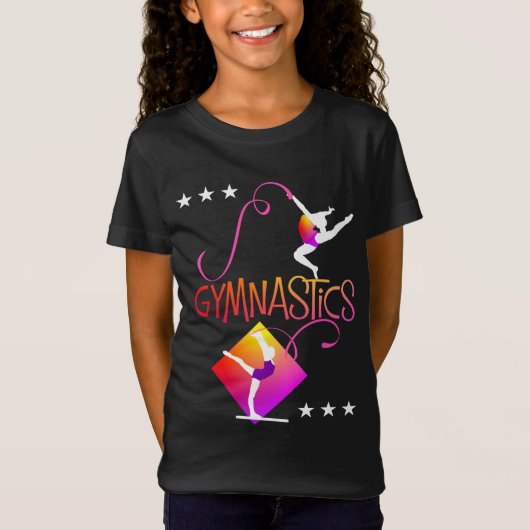 Gymnast Figures Niedlich Girls Gymnastik Grafik T-Shirt (Vorderseite)