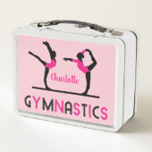 Gymnast Figures Niedlich Girls Gymnastik Personali Metall Lunch Box (Rückseite)