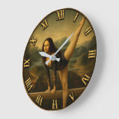 Gymnast Funny Mona Lisa Große Wanduhr (Winkel)
