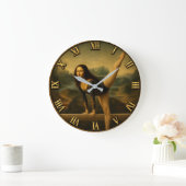 Gymnast Funny Mona Lisa Große Wanduhr (Zuhause)