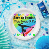 GYMNAST GEBOREN ZU TUMBLE UND FLY-DESIGN PAPPTELLER (Party)