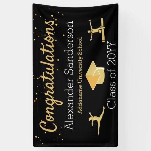 Gymnast Gratulation Black Abschluss Banner (Vertikal)