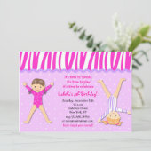 Gymnast Gymnastik Geburtstagsparty Einladung (Stehend Vorderseite)