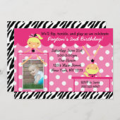 Gymnast Gymnastik Geburtstagsparty Einladung Zebra (Vorne/Hinten)