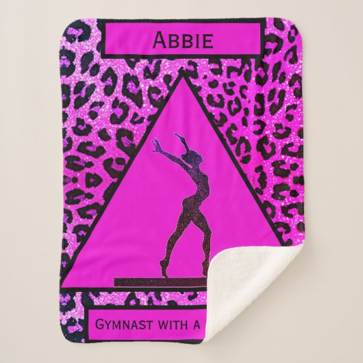 "Gymnast mit wilder Seite" Pink Leopard Gymnastik Sherpadecke (Vorderseite)