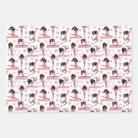 Gymnast Multikulturelle Personalisiert Geschenkpapier Set (Vorderseite 3)