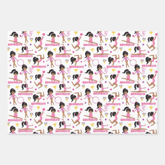 Gymnast Multikulturelle Personalisiert Geschenkpapier Set (Vorderseite 2)