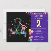 Gymnast niedlich Kindergeburtstag Party farbige Ka Einladung (Vorderseite)