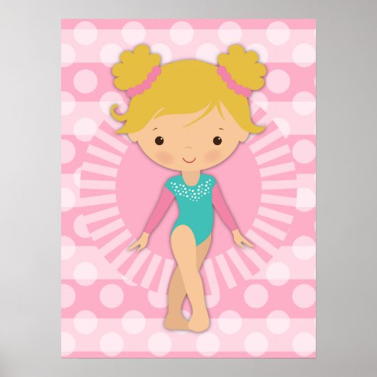 Gymnast - Niedliche Gymnastik Pink Aqua Blonde Poster (Vorne)
