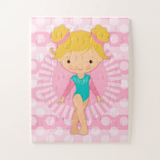 Gymnast - Niedliche Gymnastik Pink Aqua Blonde Puzzle