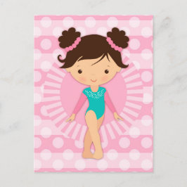 Gymnast - Niedliche Gymnastik Rosa Türkis Postkarte