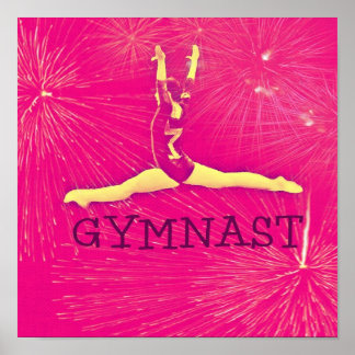 Gymnast Poster - Rosa Feuerwerk Split-Jump