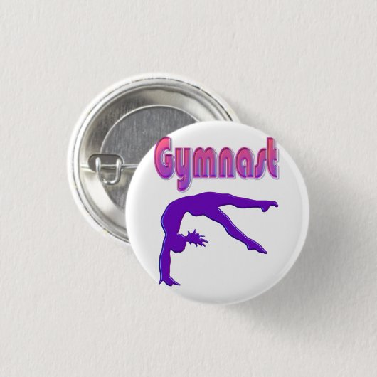 Gymnast Power Tumbling Lila Metallic Button (Vorne & Hinten)