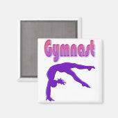 Gymnast Power Tumbling Lila Metallic Magnet (Vorderseite/Rückseite)