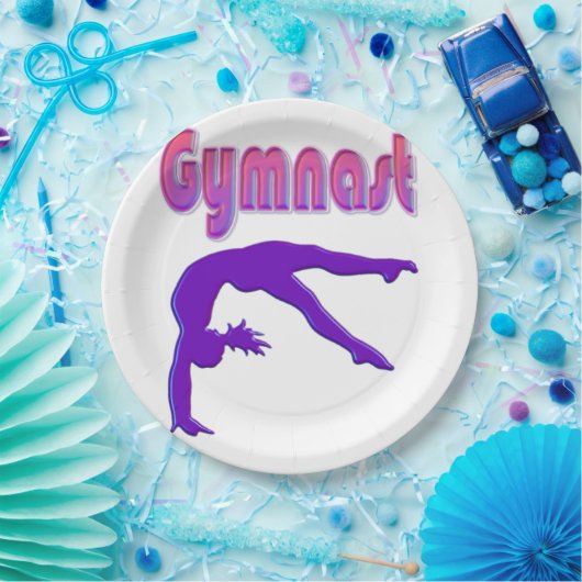 Gymnast Power Tumbling Lila Metallic Pappteller (Party)