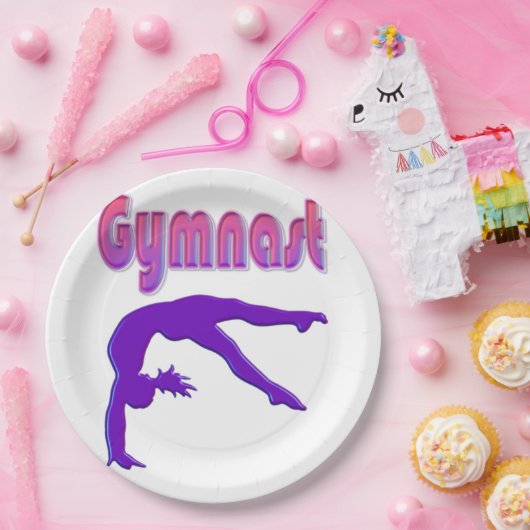 Gymnast Power Tumbling Lila Metallic Pappteller (Party)