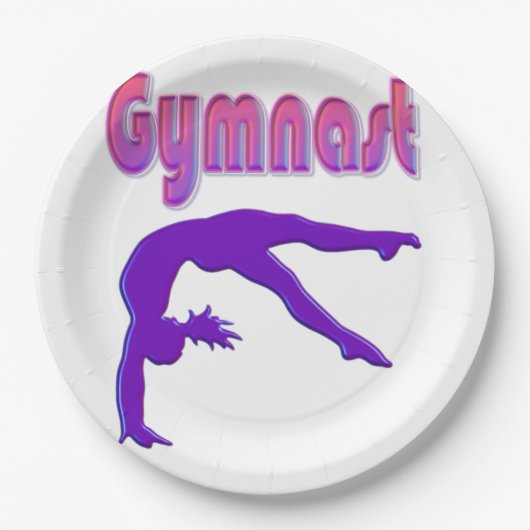 Gymnast Power Tumbling Lila Metallic Pappteller (Vorderseite)