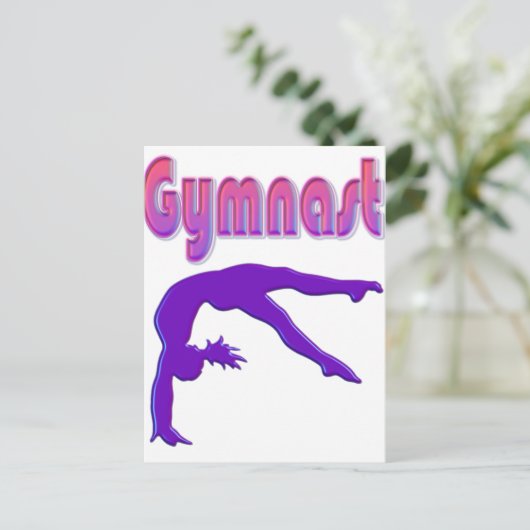Gymnast Power Tumbling Lila Metallic Postkarte (Stehend Vorderseite)