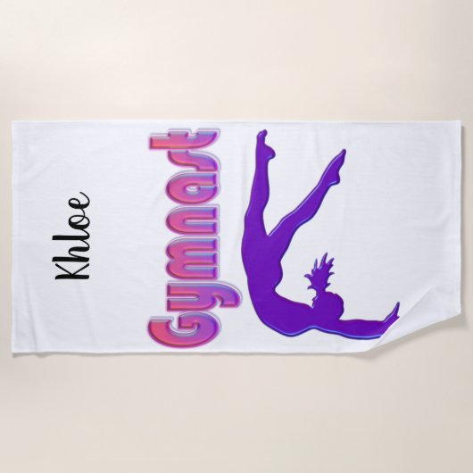 Gymnast Power Tumbling Lila Metallic Strandtuch (Vorderseite)