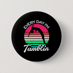 Gymnast Retro Vintage Tumblin Button