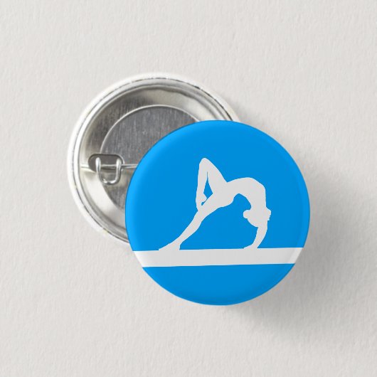 Gymnast-Silhouette-Knopf-Blau Button (Vorne & Hinten)