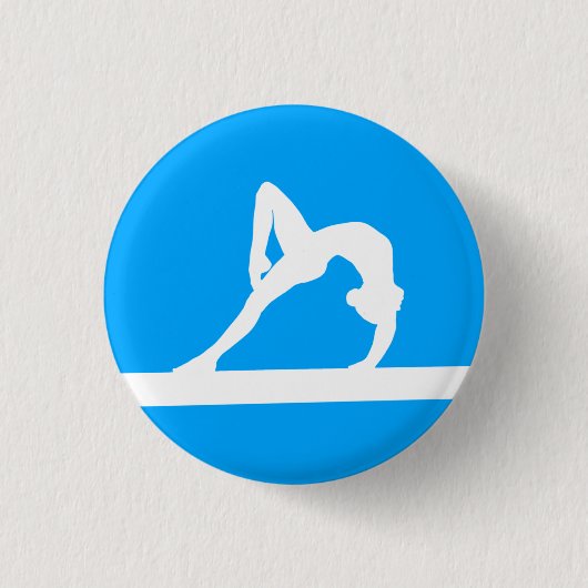 Gymnast-Silhouette-Knopf-Blau Button (Vorderseite)