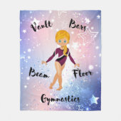 Gymnast Star Blonde, blaue Augen, Burgund Leotard Fleecedecke (Vorderseite)
