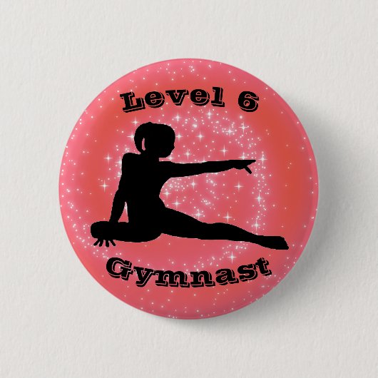 Gymnast Stufe 6 - Gymnastikschaltfläche für Mädche Button (Vorderseite)