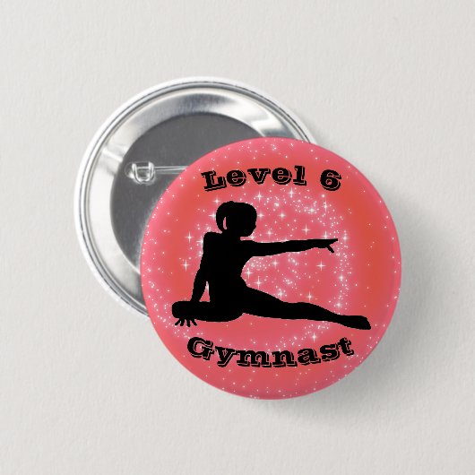 Gymnast Stufe 6 - Gymnastikschaltfläche für Mädche Button (Vorne & Hinten)