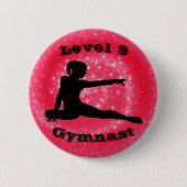 Gymnast Stufe 9 - Gymnastikschaltfläche für Mädche Button (Vorderseite)